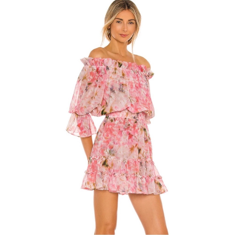 MISA Los Angeles Danae Off-Shoulder Floral Print Dress S
